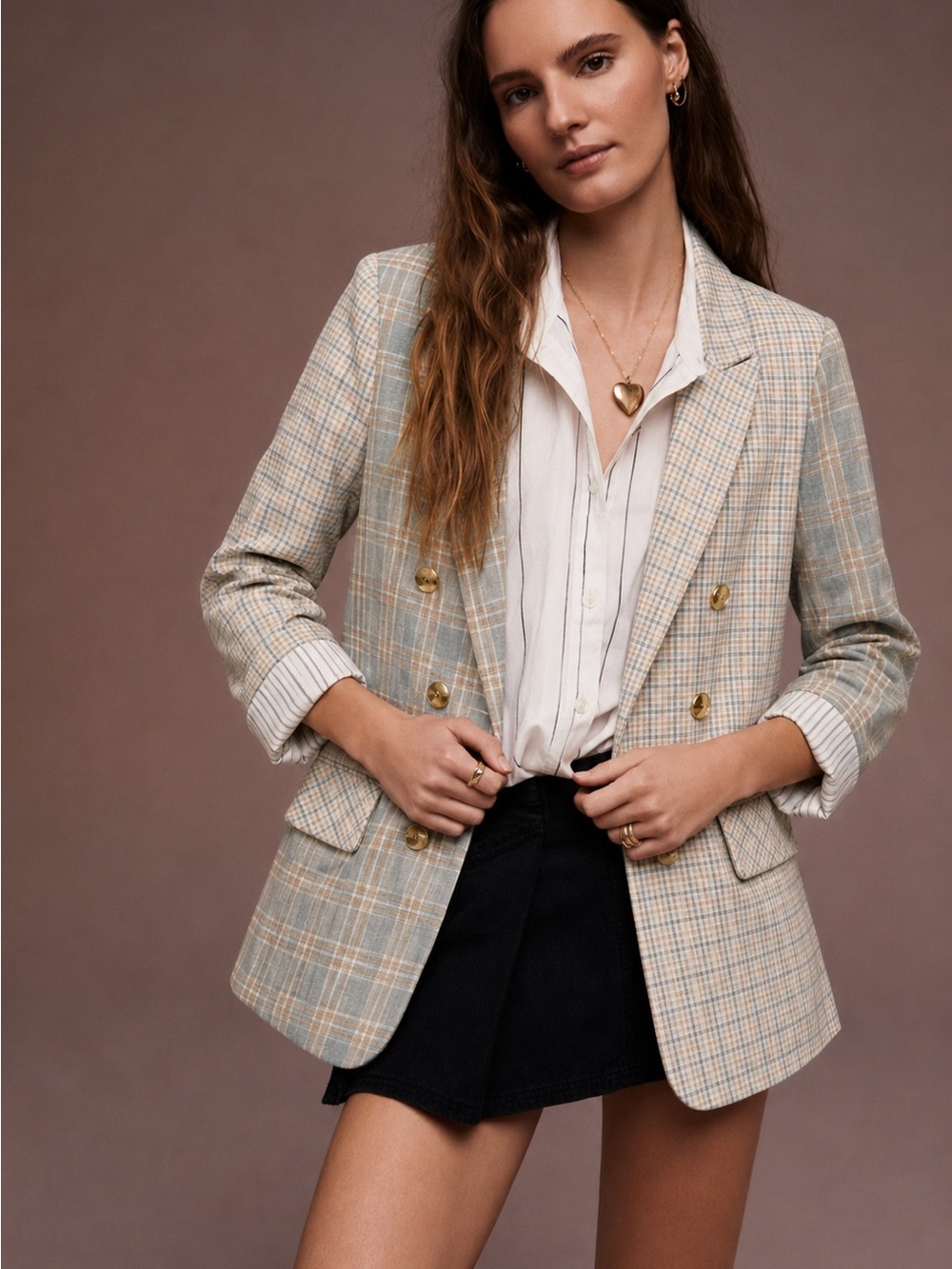 1. STATE Mixed Fabric Blazer